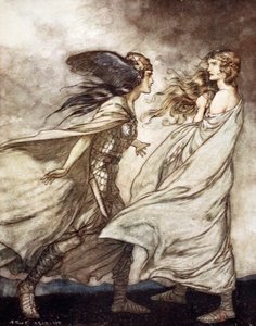„Pierścień na twojej ręce... ach błagaj! Dla Wotana odrzuć to!”, 1924. autorstwa Arthur Rackham