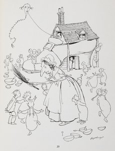 Była sobie starsza pani, która mieszkała w bucie. Kobieta z butikiem i mnóstwem dzieci. autorstwa Arthur Rackham