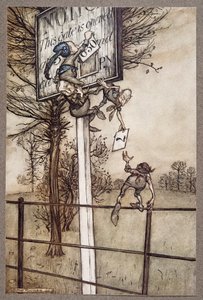 Te podstępne wróżki czasami podstępnie zmieniają plansze w wieczór balowy…, od Piotruś Pan w Kensington Gardens autorstwa JM Barrie (1860 - 1937), wyd. 1906 autorstwa Arthur Rackham