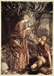 „Ten uzdrawiający i miodowy łyk miodu pitnego raczył przyjąć ode mnie”, 1910. autorstwa Arthur Rackham
