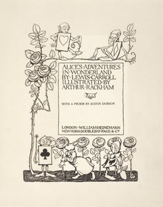 Strona tytułowa, z „Alice Adventures in Wonderland” Lewisa Carrolla, wyd. 1907 autorstwa Arthur Rackham