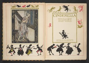 Strona tytułowa i frontyspis z Kopciuszka, powtórzony przez C.S. Evansa i zilustrowany przez Arthura Rackhama autorstwa Arthur Rackham