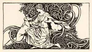 Tuiren z Branem i Sceólanem z The Birth of Bran w irlandzkich bajkach autorstwa Arthur Rackham