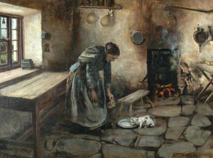 Wnętrze wiejskie (olej na płótnie) autorstwa Arthur Rigg