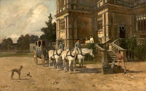 Widok z przodu Wollaton Hall, Nottingham z koniem i powozem, ok. 1880-1906