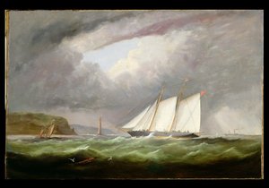 Szkuner Jacht „Esmeralda” w Alderney Roads przy Cap le Hague, 1861