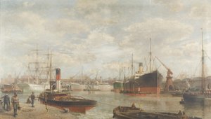 Spojrzenie w 1920 na Royal Edward Dock, Avonmouth autorstwa Arthur Wilde Parsons