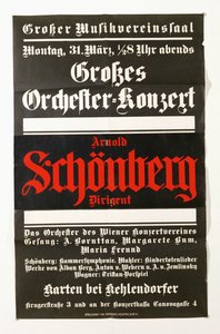 Plakat zapowiadający koncert utworów Schoenberga (plakat) autorstwa Artist Unknown