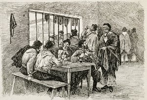 Argentyna (XX w.). "Pulperia", tawerna i sklep monopolowy. Ilustracja autorstwa T. Tamarera. Grawerunek autorstwa Artist Unknown