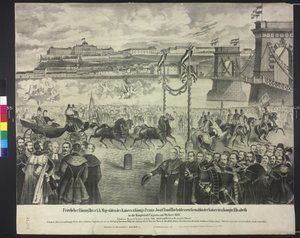 Przybycie pary cesarskiej do dworskiego magazynu w Budapeszcie w dniu 29. stycznia 1866 r. autorstwa Artist Unknown