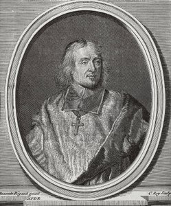 BOSSUET, Jacques-Benigne (1627-1704). Angielski teolog i biskup. Kopia portretu z oryginału Hyacinthe Rigaud. Rycina autorstwa Artist Unknown