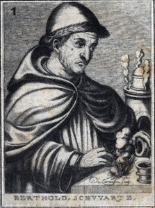 Berthold Schwartz, niemiecki chemik, wynalazca prochu strzelniczego i mnich franciszkański. autorstwa Artist Unknown