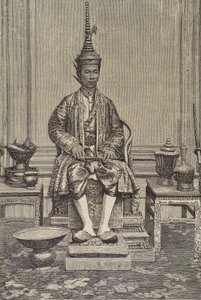 Chulalongkorn lub Rama V (1853-1910). Piąty monarcha Syjamu z rodu Chakri. Rycina. Kolekcja prywatna autorstwa Artist Unknown