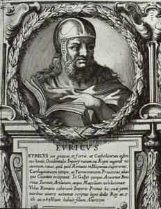 EURYK (420-484). Król Wizygotów (466-484). Rycina. autorstwa Artist Unknown