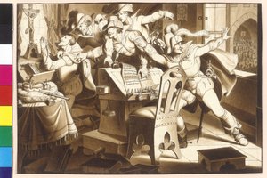 Cesarz Ferdynand II pozostał przeciwko długom czeskich protestantów. autorstwa Artist Unknown