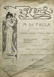 FALLA, Manuel de (1876-1946). Hiszpański kompozytor i pianista. Utwory na fortepian solo i fortepian z głosem. Wydane w Madrycie. autorstwa Artist Unknown