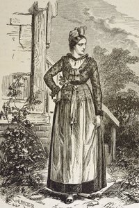 Niemcy (XIX w.). Społeczeństwo (1879). Alzacja. Kobiety w regionie. Teraz Alzacja była w posiadaniu niemieckiego Reichstagu (1871-1918). Rycina. Kolekcja prywatna autorstwa Artist Unknown