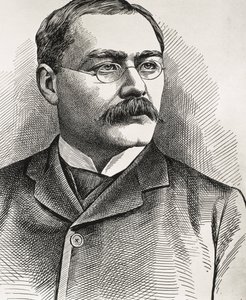 KIPLING, Rudyard (1865-1936). Brytyjski pisarz urodzony w Indiach. Nagroda Nobla w dziedzinie literatury w 1907 roku. Portret Kiplinga. Rycina. autorstwa Artist Unknown