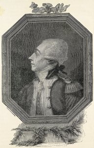 Lafayette, Marie Joseph Gilbert Motie Motier, markiz (1757-1834). Francuski arystokrata i wojskowy o liberalnej ideologii. Akwaforta autorstwa Artist Unknown