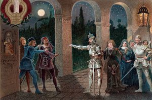 Leonora uprowadzona z klasztoru przez Manrico, akt II scena 5 z opery "Il Trovatore" Giuseppe Verdiego
