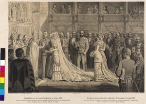 Ceremonia zaślubin księcia Rudolfa z księżniczką Stephanie z Belgii autorstwa Artist Unknown