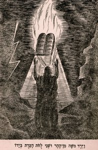 Mojżesz schodzący z góry Synaj (druk) autorstwa Artist Unknown