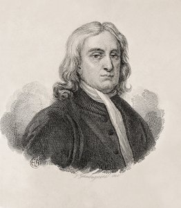 Newton, Sir Isaac (1642-1727). Angielski matematyk, fizyk i astronom; GUADAGNINI, Gaetano (1800-1860). Włoski rytownik. Portret Izaaka Newtona, dzieło Gaetano Guadagniniego. Rycina. WŁOCHY. LOMBARDY. Mediolan. Civica Raccolta delle Stampe "Achi autorstwa Artist Unknown