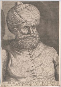 Osmański władca w Algierze Chaireddin Barbarossa (druk) autorstwa Artist Unknown