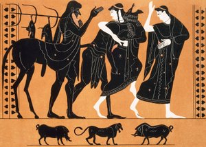 Peleus i Tetydy przed centaurem Chironem (druk) autorstwa Artist Unknown