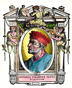 Portret Antonio Filarete (Antonio di Pietro Averlino lub Averulino), florenckiego rzeźbiarza (rycina) autorstwa Artist Unknown