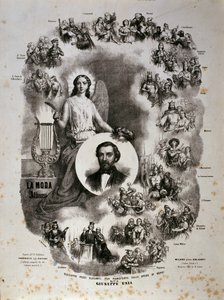 Plakat ze scenami z jego oper (plakat) autorstwa Artist Unknown