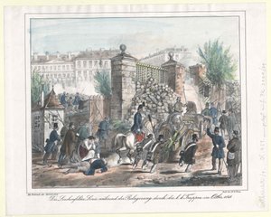 Linia Lerchenfelder podczas oblężenia przez wojska k. k. w październiku 1848 r. autorstwa Artist Unknown
