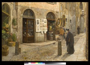 Via San Bernardino alle Ossa w Mediolanie, Włochy, 1912 r. autorstwa Arturo Ferrari