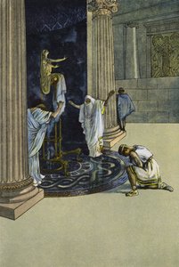 Orestes otrzymuje od Apolla rozkaz udania się do Taurydy i przywiezienia posągu Artemidy do Aten (kolor lito) autorstwa Artus Scheiner