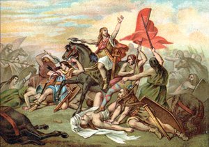 Bitwa pod Tolbiac (nawrócenie Clovisa) autorstwa Ary (after) Scheffer