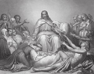Chrystus Pocieszyciel, Łukasz, rozdział IV, wersety 16, 21 (rycina) autorstwa Ary (after) Scheffer