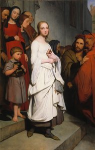 Marguerite opuszczająca kościół, 1838 autorstwa Ary Scheffer