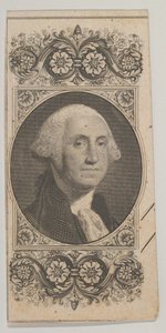 Motyw banknotu: Portret Jerzego Waszyngtona w ozdobnym panelu, ca. 1824-37.