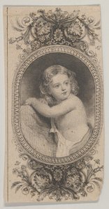 Motyw banknotu: portret dziecka i dwa wzorzyste owale otoczone kwiecistym k..., ca. 1824-37.