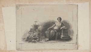 Winieta banknotu z kobiecą postacią reprezentującą handel morski, ca. 1824-37.