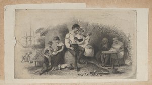 Winieta banknotu z postaciami w różnym wieku, przedstawiającymi etapy życia, ..., ca. 1824-37.