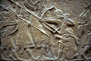 Asurbanipal w bitwie pod Til-Tuba, 650-620 pne autorstwa Assyrian