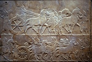 Asurbanipal w bitwie pod Til-Tuba, 650-620 pne autorstwa Assyrian