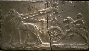 Rydwan i kawalerzysta, VIII wiek. pne autorstwa Assyrian