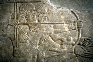 Król Aszurnasirpal II podczas królewskiego polowania na lwy, 650-620 pne autorstwa Assyrian