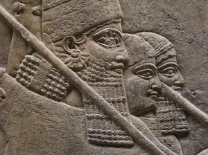 Król Aszurnasirpal II podczas królewskiego polowania na lwy, VII wiek. pne autorstwa Assyrian