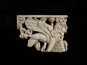Fragment sfinksa z fortu Salmanasar, Nimrud, asyryjczyk, VIII wpne