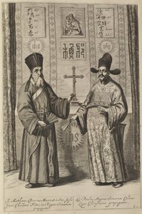 Matteo Ricci i Xu Guangqi. Z Athanasius Kirchers China Illustrata, 1667 autorstwa Athanasius Kircher