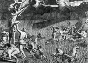 Scena potopu, 1675 autorstwa Athanasius Kircher