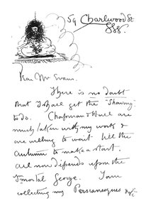 1. strona autografu listu do Fredericka Evansa, ok. 1893 r. autorstwa Aubrey Beardsley